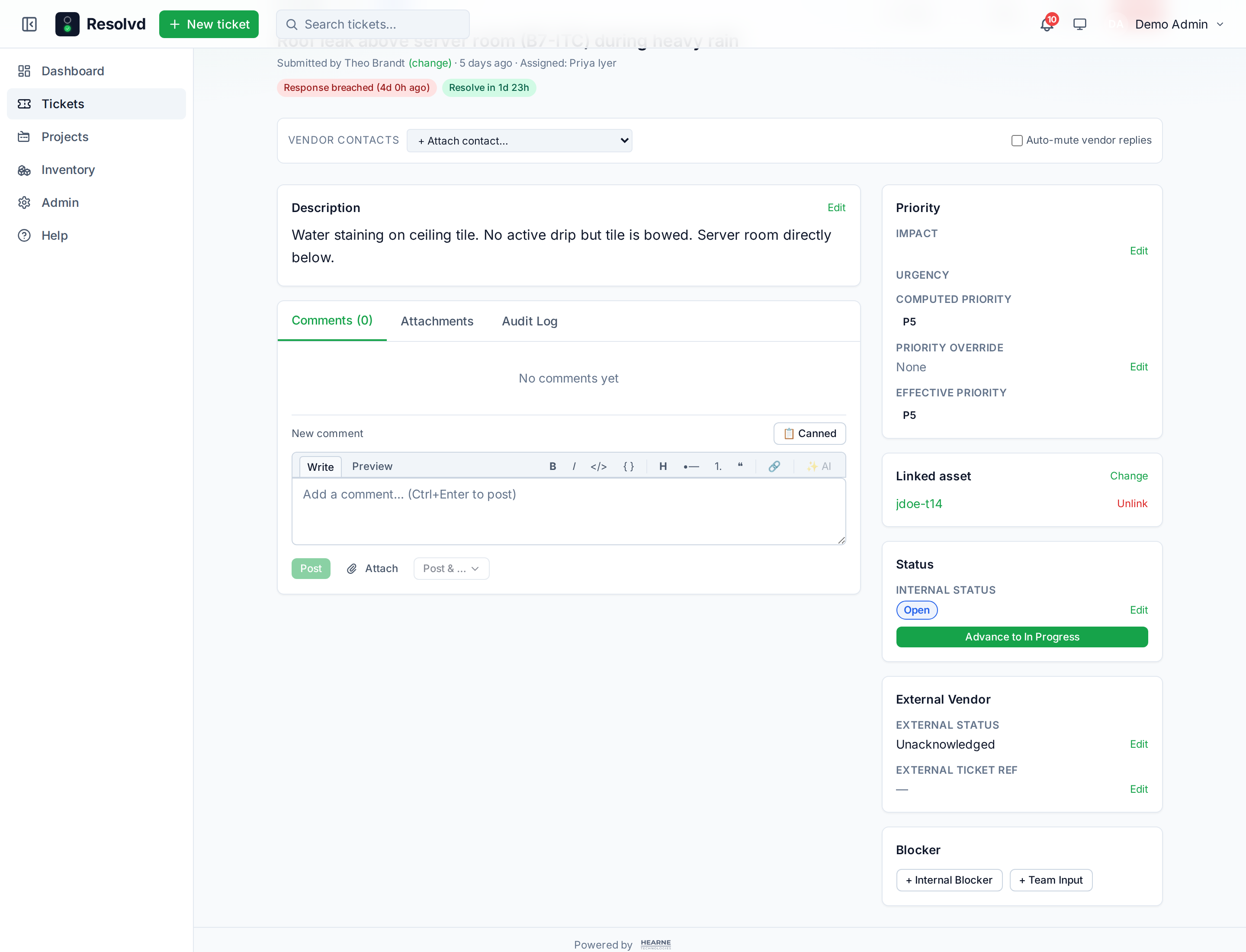 Ticket asset link
