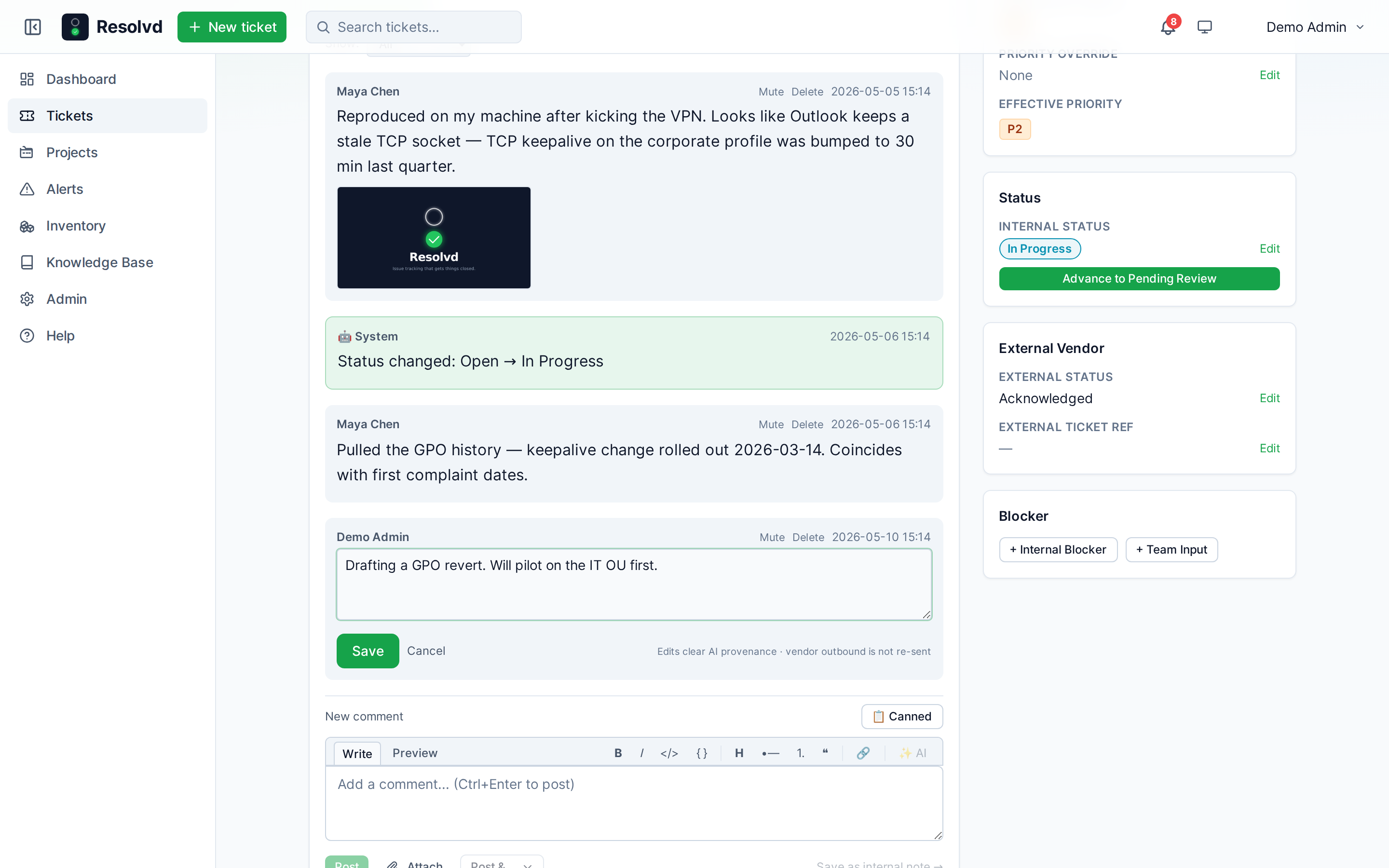 Edit comment composer